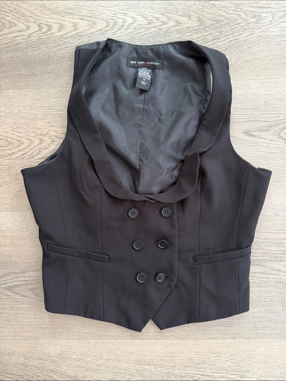 New York & Company Black Double-Breasted Women's Vest